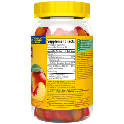 Nature Made Vitamin D3 5000 IU Per Serving Gummies Extra Strength, Bone and Immune Health Support, 150 Vitamin D Gummies for Adults, 75 Day Supply Nature Made