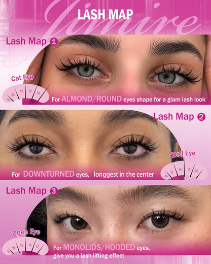 Manga Lash Clusters Natural Look Wispy Lashes Clusters Anime D-Curly Cluster Eyelash Extensions 110 Pcs 8-16MM Fairy Individual Cluster Lashes Wet-Look Lash Extensions JIMIRE