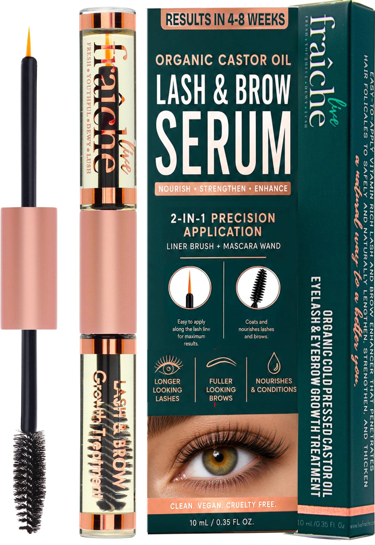 Organic Castor Oil Lash Serum for Eyelash Growth Serum and Eyebrow Growth Live Fraiche