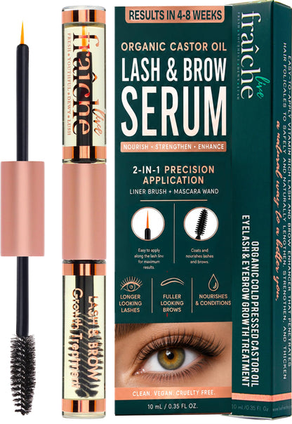 Organic Castor Oil Lash Serum for Eyelash Growth Serum and Eyebrow Growth Live Fraiche