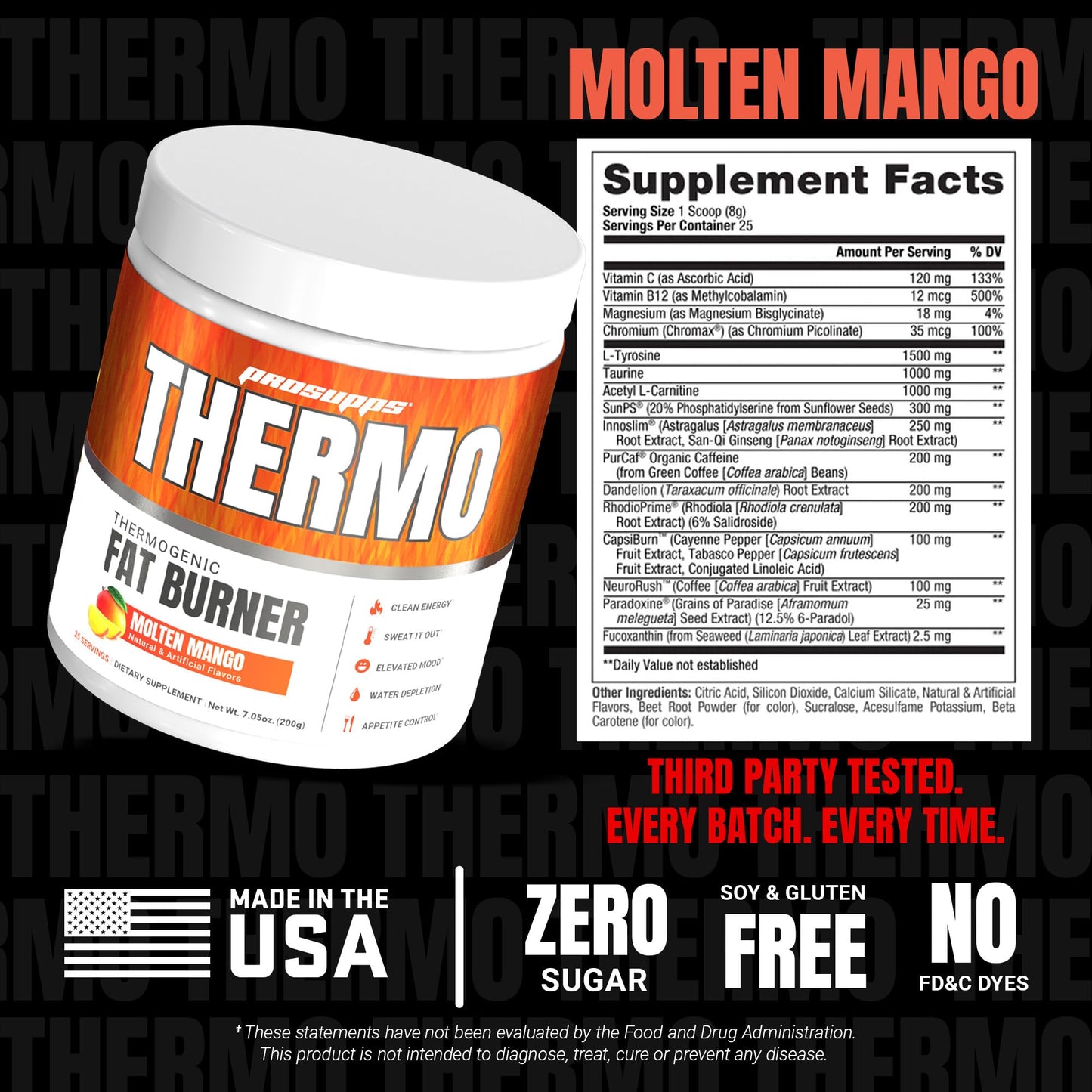 ProSupps Thermogenic Fat Burner Powder, Molten Mango - Weight Loss & Metabolism Booster Pre Workout Supplement for Women & Men - Supports Appetite Control & Boosts Energy - Gluten-Free - 25 Servings