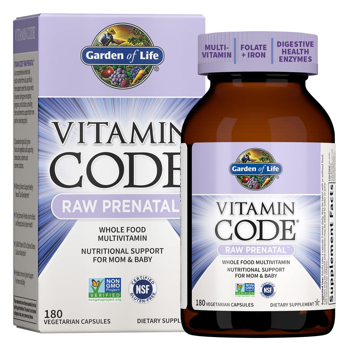 Garden Of Life, Raw Vitamin Code Prenatal, 180 Vegetarian Capsules Garden of Life