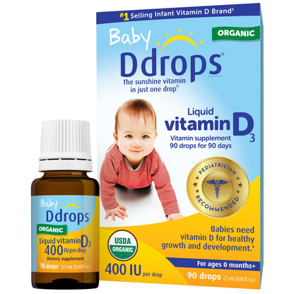 Ddrops Baby 400 IU, Vitamin D, 90 Drops 2.5mL (0.08 Fl. Oz (Pack of 1)) Ddrops