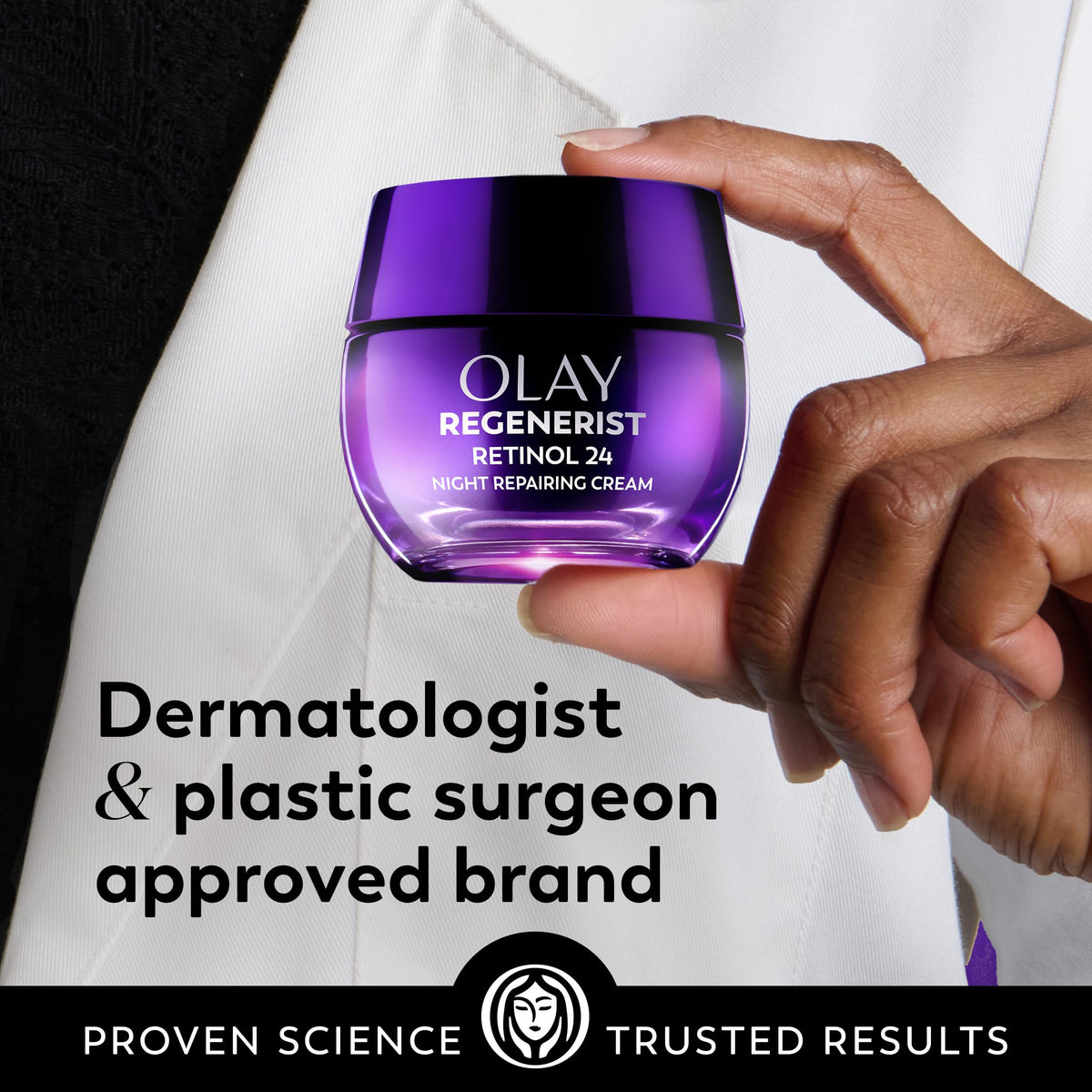Olay Retinol Night Cream for Women, Anti-Aging Face Moisturizer, Fragrance-Free, Non Greasy - Anti-Wrinkle, Smooth Fine Lines, Hydrating Skin Care - Triple Collagen Cream, Peptide, Niacinamide, 1.7oz Olay