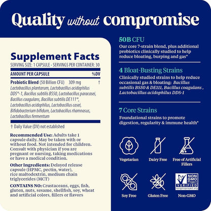 Enzymedica SubCulture Probiotic for Bloat & Digestive Health - Probiotic Supplement Capsules for Women & Men, 50 Billion CFU, Gut Health Support for Adults, Helps Occasional Gas & Bloating - 30 Caps Gsupps Australia