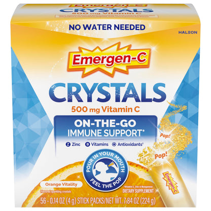 Emergen-C Crystals, On-the-Go Emergen-C Immune Support Supplement with Vitamin C, B Vitamins, Zinc and Manganese Emergen-C