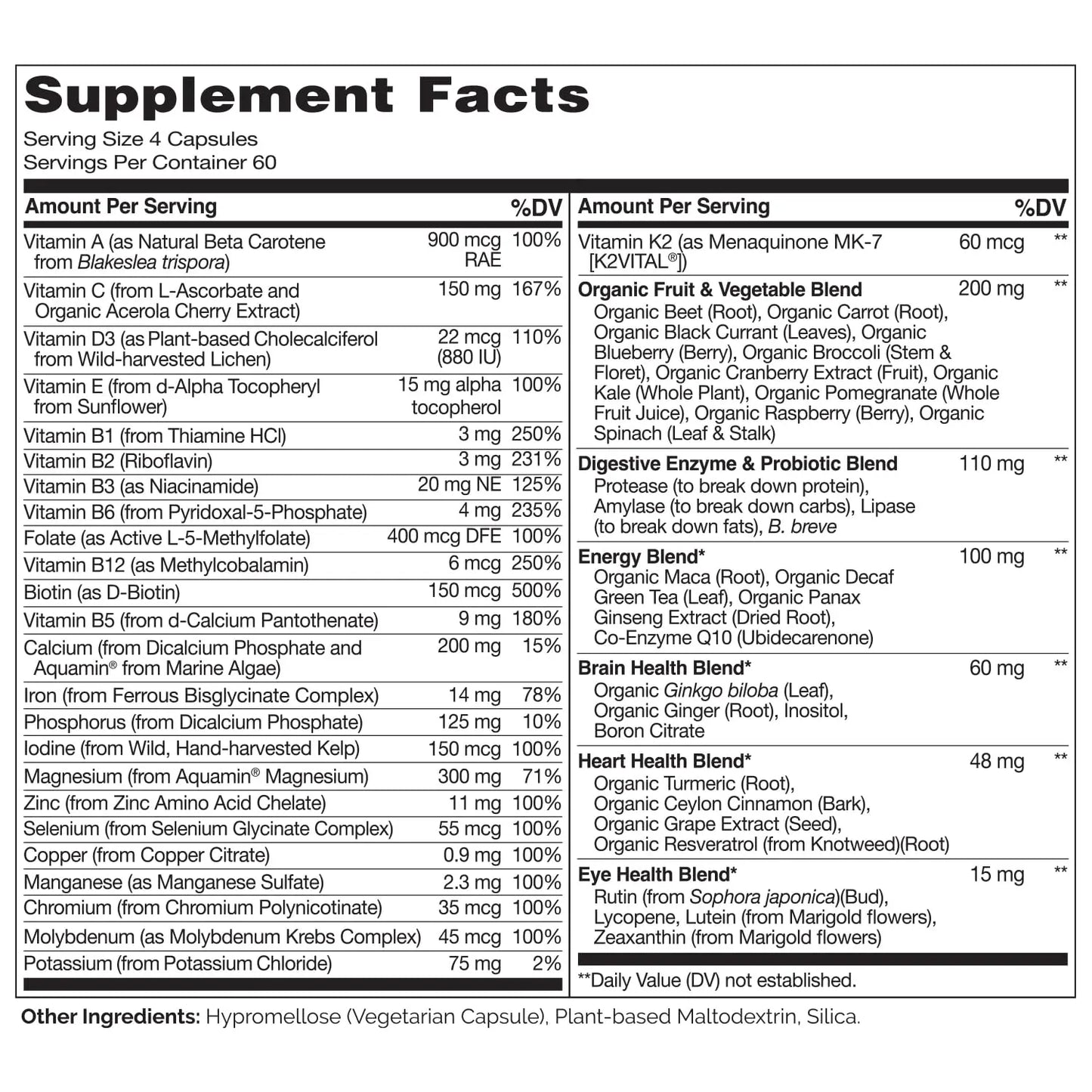 NATURELO Whole Food Multivitamin for Women - with Vitamins, Minerals, & Organic Extracts - Supplement for Energy and Heart Health NATURELO