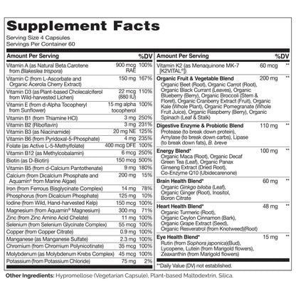 NATURELO Whole Food Multivitamin for Women - with Vitamins, Minerals, & Organic Extracts - Supplement for Energy and Heart Health NATURELO