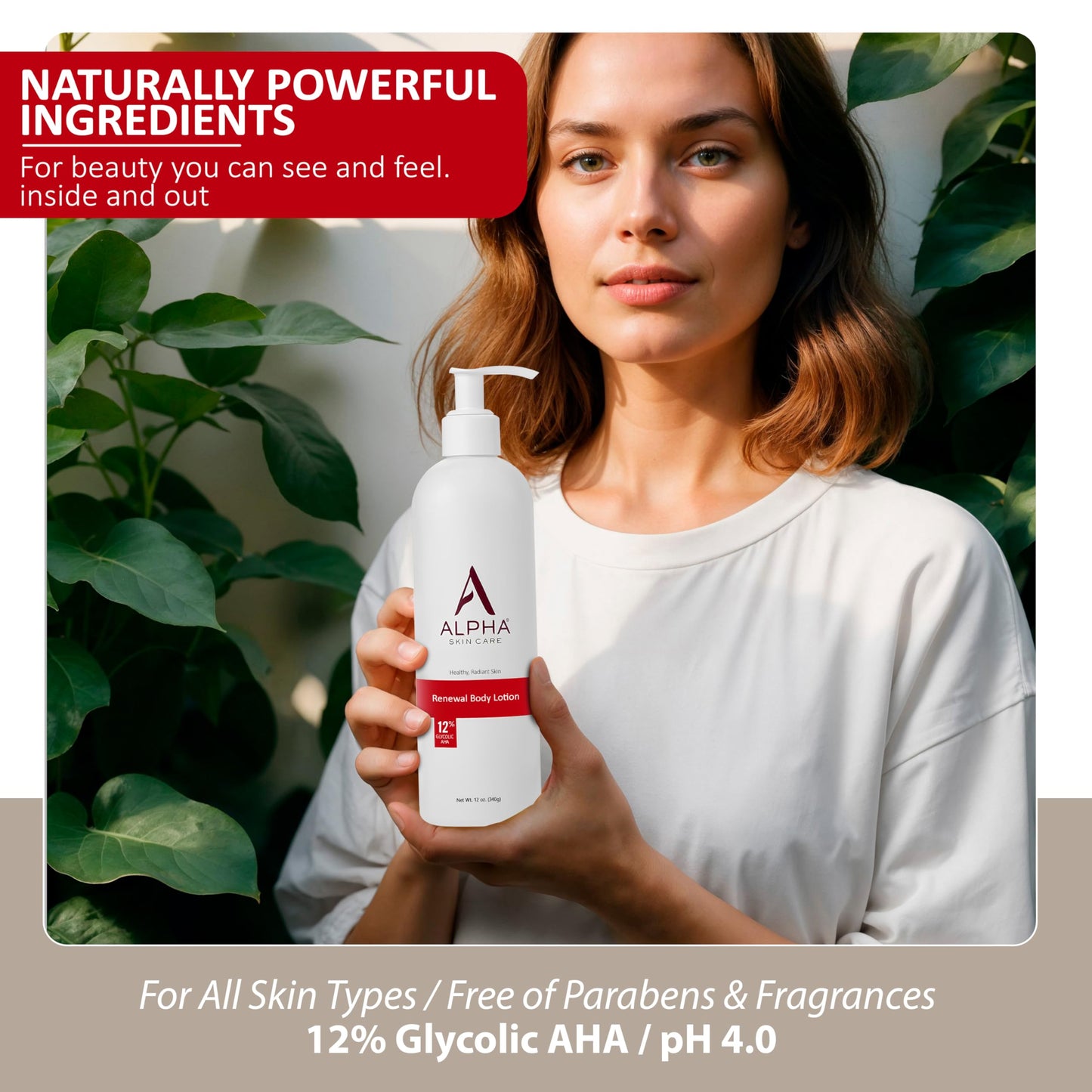 Alpha Skin Care Revitalizing Body Lotion, 12% Glycolic AHA, Simple & Effective Daily Moisturizer with Alpha Hydroxy Acid Alpha