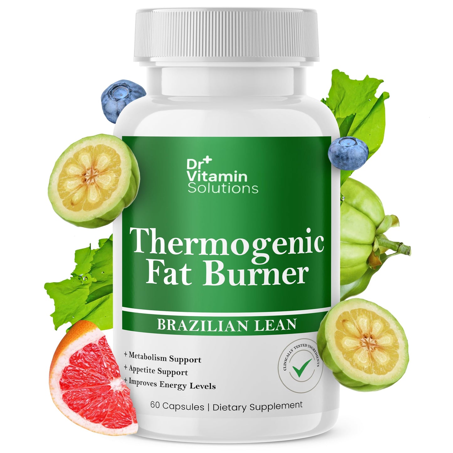 Thermogenic Fat Burner Brazilian Lean, Pills for Women, Waist Trimmer & Supplements for Bloating for Women & Men, 60 Capsules DR VITAMIN SOLUTIONS