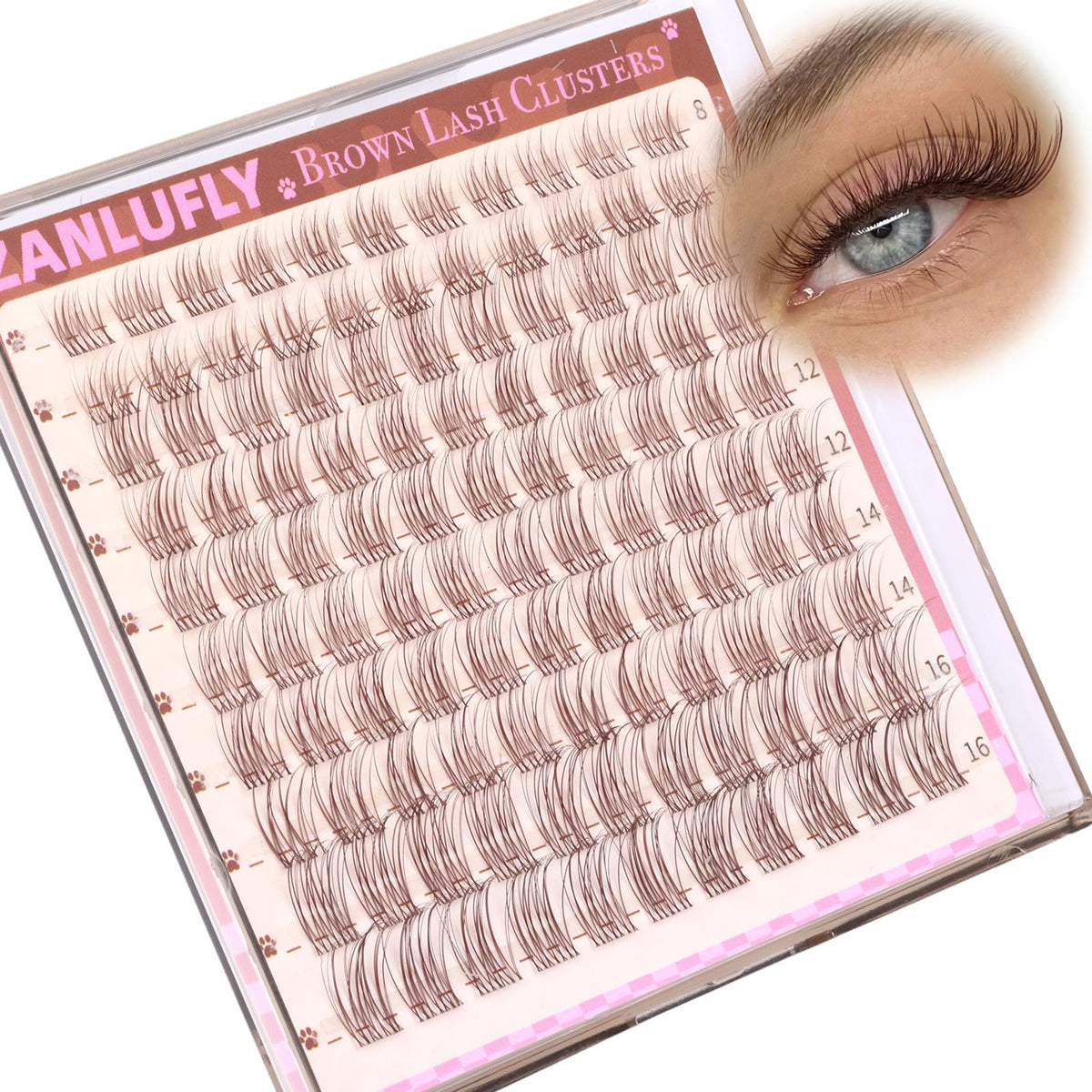 Brown Lash Clusters Natural Eyelash Clusters Invisible Band Brown Lash Extension C Curly Dark Brown Wispy Lash Extension DIY Individual Eyelash Extension by zanlufly zanlufly