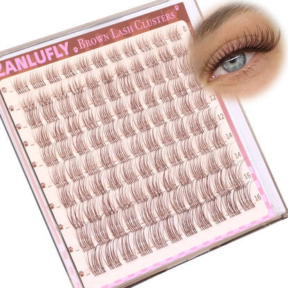 Brown Lash Clusters Natural Eyelash Clusters Invisible Band Brown Lash Extension C Curly Dark Brown Wispy Lash Extension DIY Individual Eyelash Extension by zanlufly zanlufly