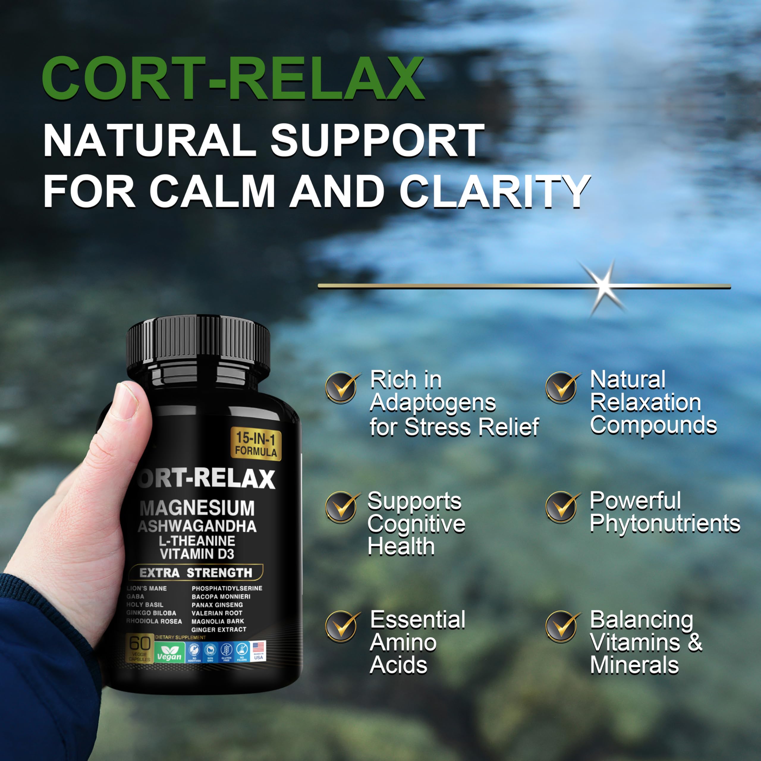DLNIA Super Calm Cortisol Supplement with Magnesium Glycinate, Ashwagandha KSM-66, L-Theanine, Phosphatidylserine, Ginkgo Biloba & Lions Mane for Calm, Focus, Mental Clarity, Relaxation, Sleep, Energy DLNIA buy australia supplements