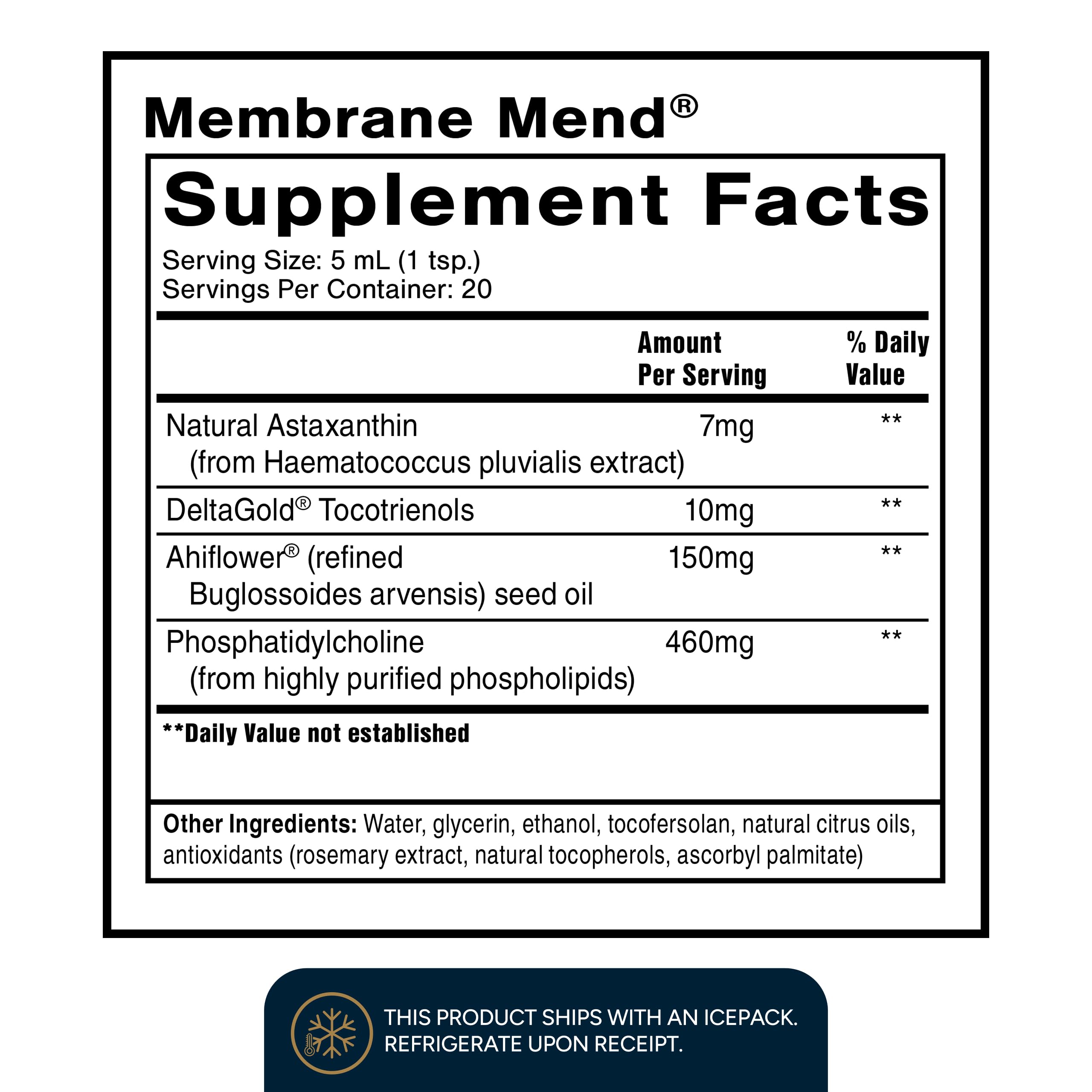 Quicksilver Scientific Membrane Mend - Brain, Cellular & Healthy Aging Support with Phosphatidyl Choline (PC), Vitamin E Tocotrienols, Ahiflower Oil & Astaxanthin Supplements (3.38oz / 100ml) Quicksilver Scientific buy australia supplements