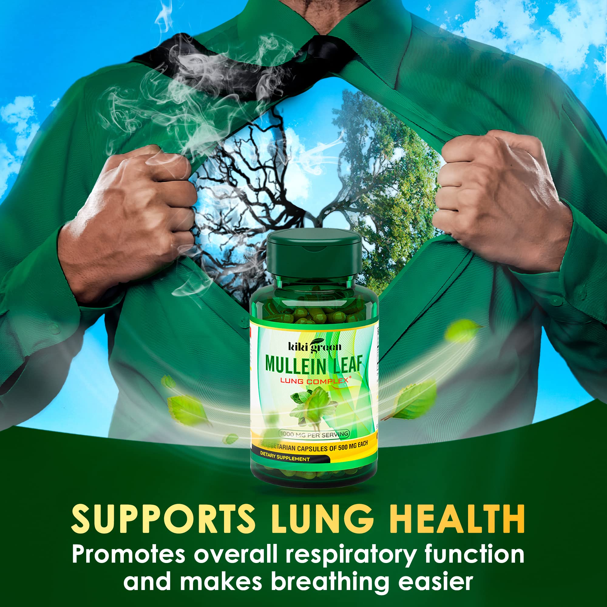 KIKI Green Mullein Leaf Extract Capsules - Herbal Respiratory Supplement - for Lung Cleans KIKI Green buy australia supplements