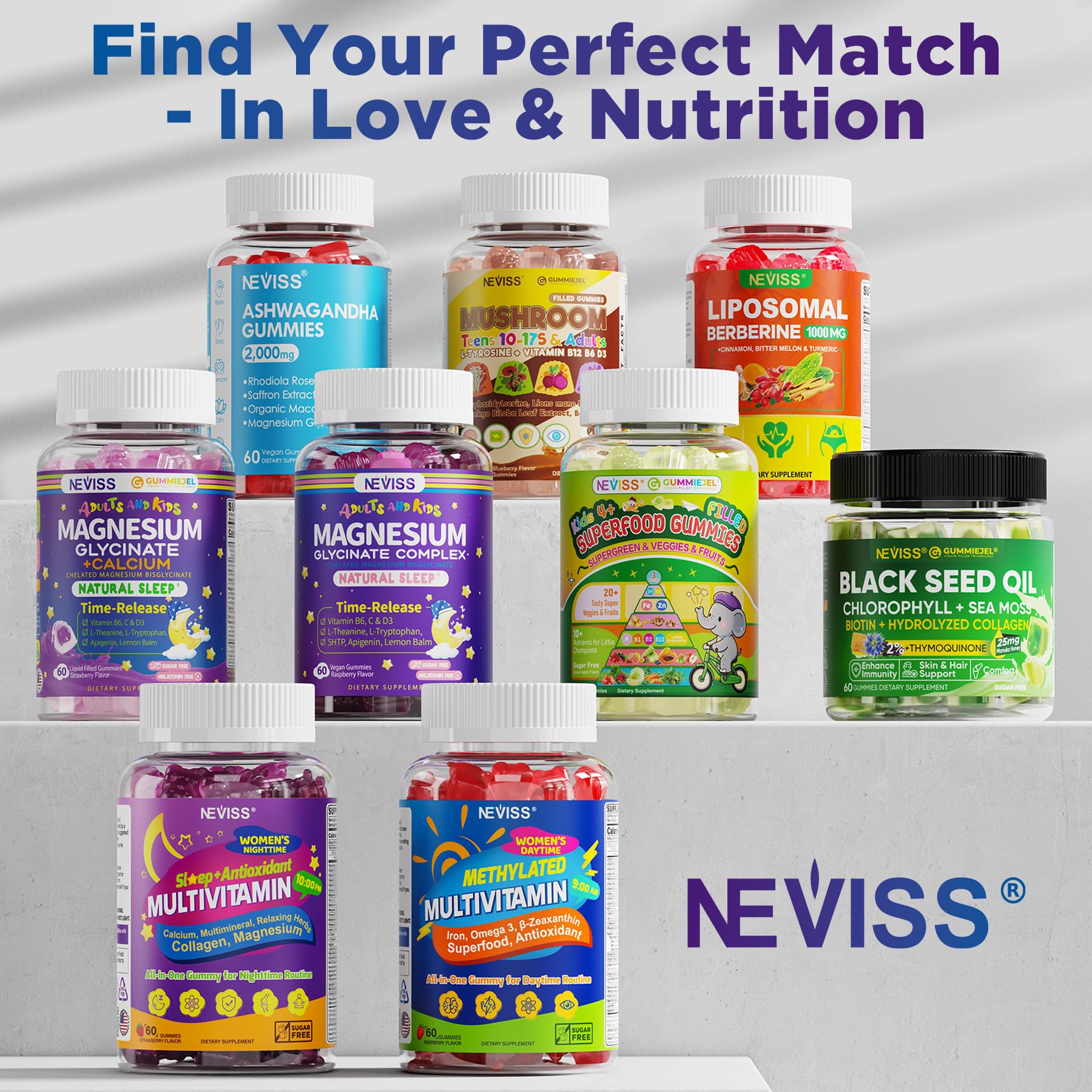 Neviss Magnesium Glycinate + Calcium Filled Gummies for Adults and Kids 4+, Kids Sleep Gummies Melatonin Free, Sugar Free Magnesium Supplement with B6 D3, L-Theanine for Zzz & Relax, Brain,Bone,Muscle NEVISS buy australia supplements