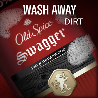 Old Spice Refreshing Body Wash for Men, 3X Defense, 24/7 Shower Fresh with Long Lasting Scent, Red Collection, Swagger with Cedarwood Scent, 24 oz (Pack of 2) Old Spice