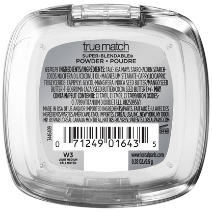 L'Oreal Paris True Match Super Blendable Oil Free Powder Foundation, W3 Light Medium, 0.33 oz, Packaging May Vary L'Oreal Paris