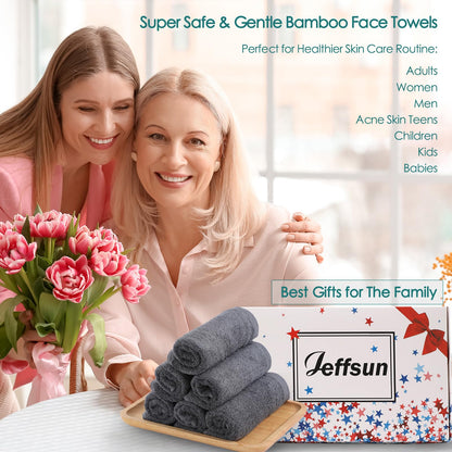 Wash Cloths 6 Pack,Super Soft Face Towel for Sensitive Skin,10''x10'',Grey JEFFSUN