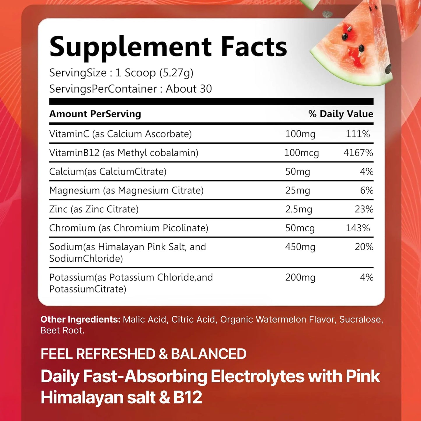 Rosabella Electrolyte Drink Powder – Watermelon – Sugar-Free Hydration Drink Mix – Electrolytes Powder with Sodium, Potassium, Magnesium, Calcium Rosabella
