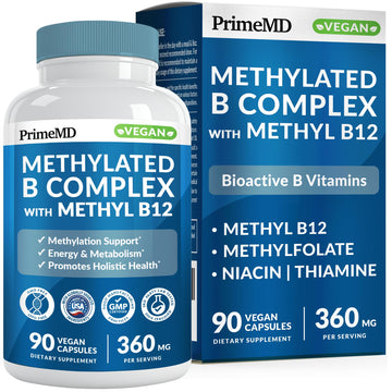 Methylated B Complex with Methylfolate and B12 Methylcobalamin 1000 mcg - Methylated Multivitamin for Energy, Brain Function, and Wellness - Vitamin B Complex for Men & Women (90 Servings) (Pack of 1) PrimeMD buy australia supplements