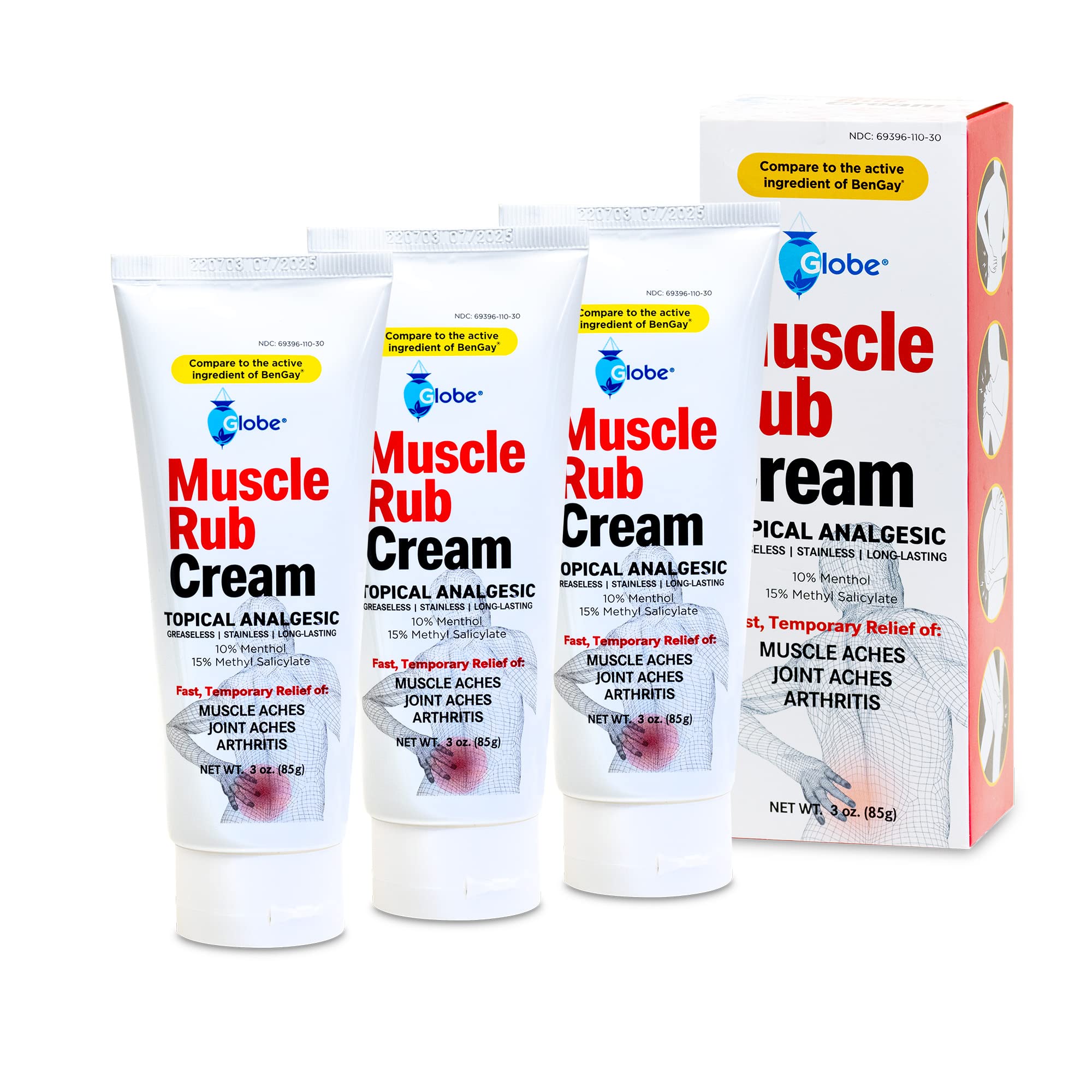 (3 Pack) Globe Ultra Strength Greaseless Muscle Rub Cream (3 oz). Compare to The Active Ingredients of Greaseless Bengay, 10% Menthol & 15% Methyl Salicylate (3 Pack) Globe buy australia supplements
