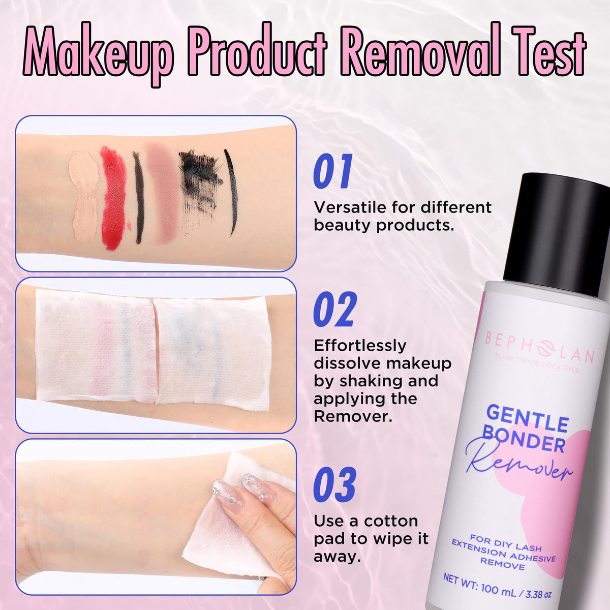 BEPHOLAN Cluster Lash Glue Remover 100ml, Makeup Remover for Sensitive Eyes BEPHOLAN