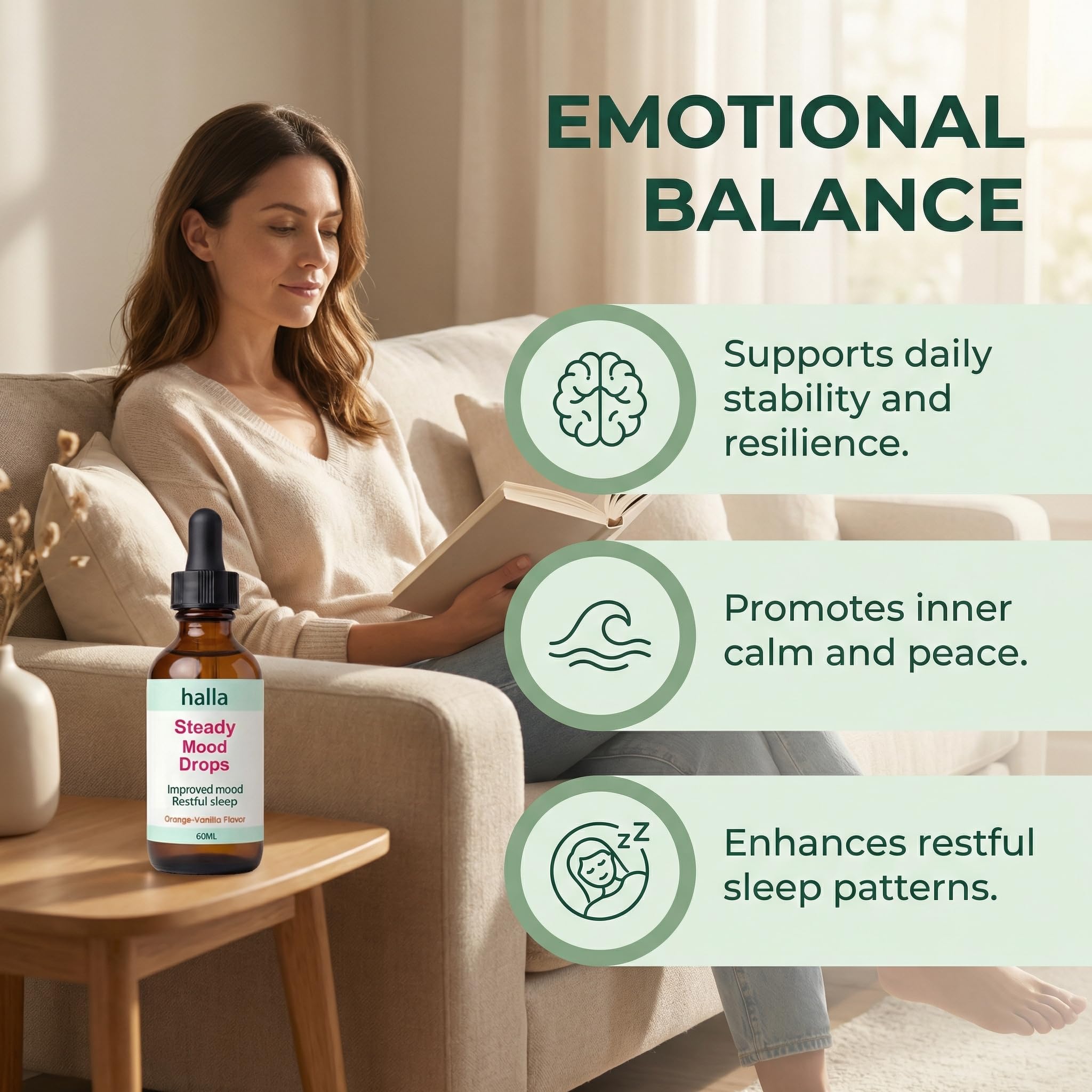Halla Steady Mood Drops, with Saffron Extract – Fast Absorption Cognitive & Emotional Balance Supplement – Advanced Brain Nutrient Blend – Orange Vanilla Flavor, 2 fl oz DFTLUUE buy australia supplements