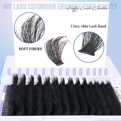 Yaiseiko Fluffy Lash Clusters 300D Thick Long 12-25mm Volume Cluster Eyelash Extensions 224Pcs Wispy Individual Lashes D Curl Waterproof Eyelash Clusters Soft False Eyelashes DIY at Home Yaiseiko