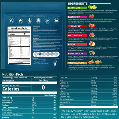 OZENKE Electrolytes Powder Packets, Hydration Packets, Electrolytes Powder No Sugar, Portable Electrolyte Drink Mix for Rapid Hydration, Sugar Free & Low Sodium OZENKE
