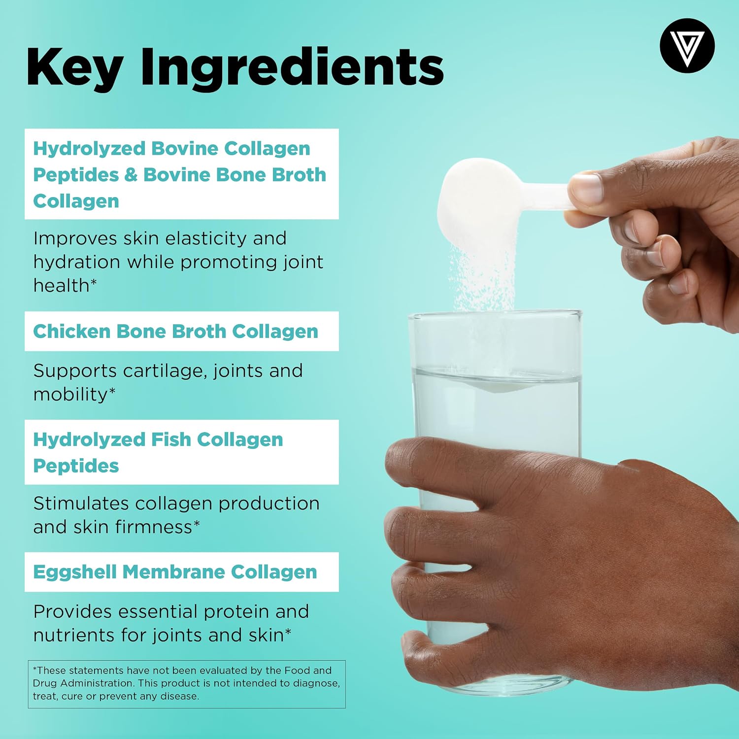 Vital Vitamins Multi Collagen Complex Powder for Hair, Skin, Nails & Joints | 5 Collagen Peptides Types I II III V & X, Unflavored, Easy to Dissolve, Scoop Included Inside, 30 Servings Gsupps Australia