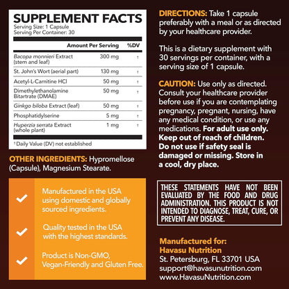 NeuroIGNITE Nootropic Brain Supplement for Memory and Focus, 30 Count | Vegan, Non-GMO Nootropic with Bacopa, Ginkgo Biloba, St. John's Wort for Cognitive Health and Mental Clarity, 30 Servings Gsupps Australia