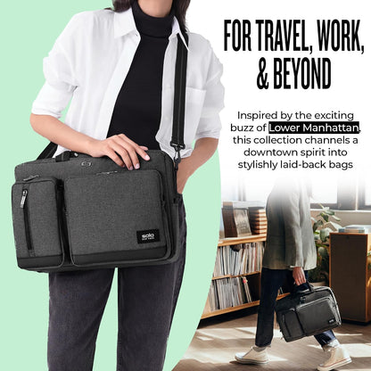 Solo New York Hybrid Briefcase Backpack - Laptop Carrying Bag for Women & Men, Fits 15.6" Computer, Adjustable - Duane, Black Gsupps Australia