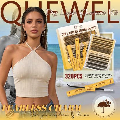 QUEWEL Lash Clusters Kit, 320 Pcs 30D+40D Lash Cluster Eyelash Extensions QUEWEL