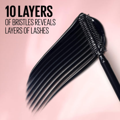 Maybelline Lash Sensational Washable Mascara, Lengthening and Volumizing for a Full Fan Effect, Blackest Black, 1 Count MAYBELLINE