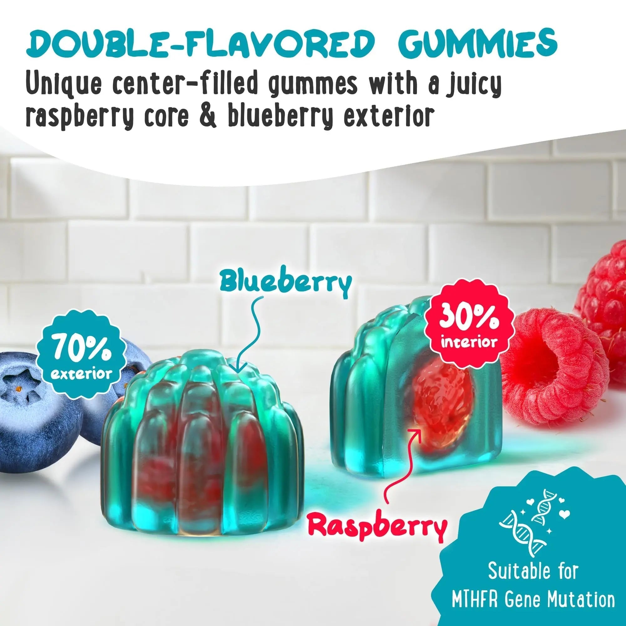 Center-Filled 5-MTHF Folate L-MethylFolate Sugar-Free Gummies - MTHFR Supplement Support with Methylated B1, B6 and Methyl B12 Multivitamins OH MY CHEWY buy australia supplements