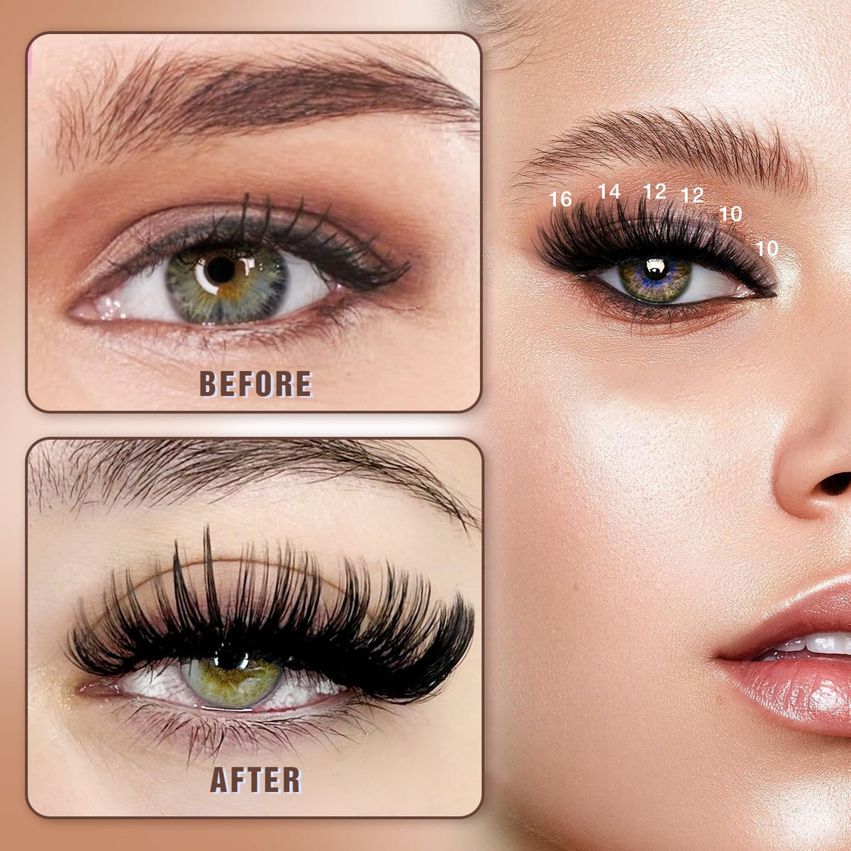AILAISHI Lash Clusters Kit, DIY Cluster Eyelash Extensions 9‑16mm, 60D+80D+100D, 224pcs Fluffy D Curl Natural Lashes with Bond & Seal,Tweezers,Brush,Fake Cat Eye Individual Clusters AILAISHI