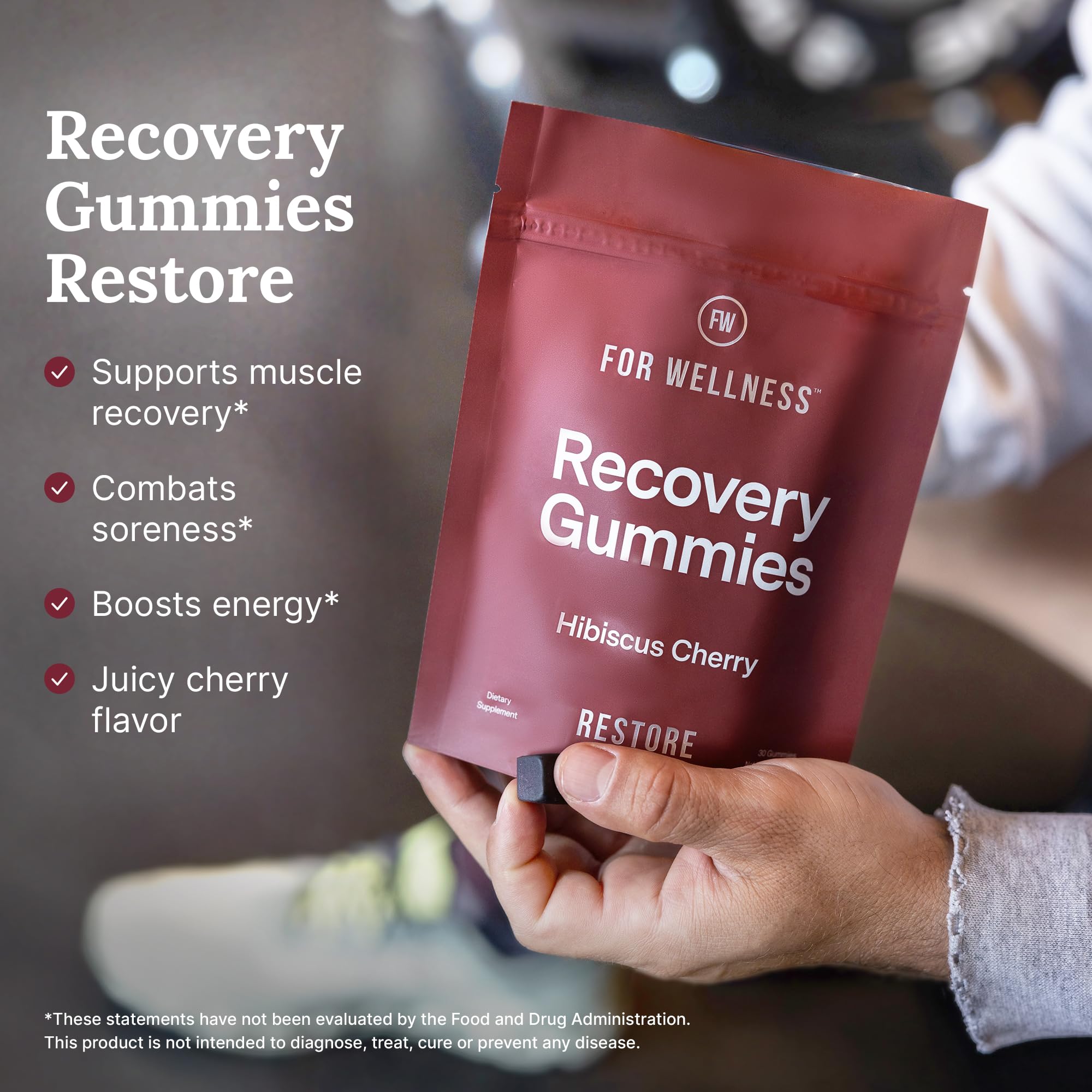 For Wellness Recovery Gummies Restore | Tart Cherry Energy Supplements with Electrolytes for Muscle Soreness, Post-Workout Performance & Recovery For Wellness buy australia supplements