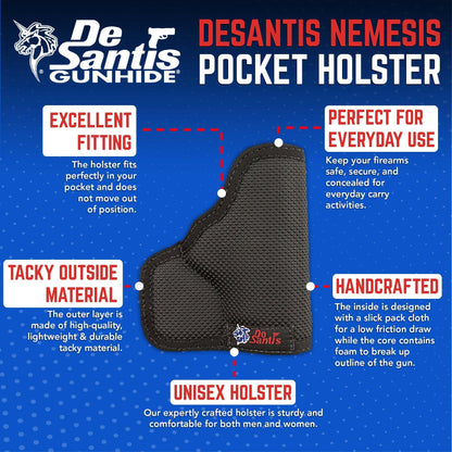 DeSantis Nemesis - Gun Pocket Holsters for Concealed Carry, Concealed Pocket Holster for Pistols, Revolvers, Soft, Designed for Comfort & Discreet Carry, Ambidextrous Gsupps Australia