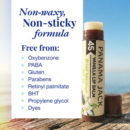 Panama Jack Sunscreen Lip Balm SPF 45 Broad Spectrum, Moisturizing, 4 Pack Panama Jack