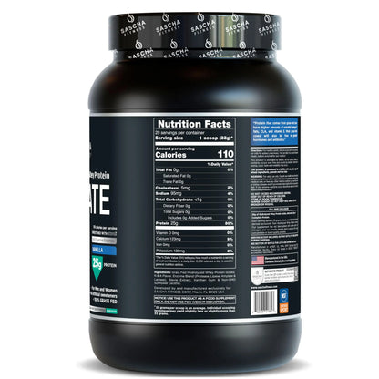SASCHA FITNESS Hydrolyzed Whey Protein Isolate,100% Grass-Fed (2 Pounds, Vanilla) SASCHA FITNESS