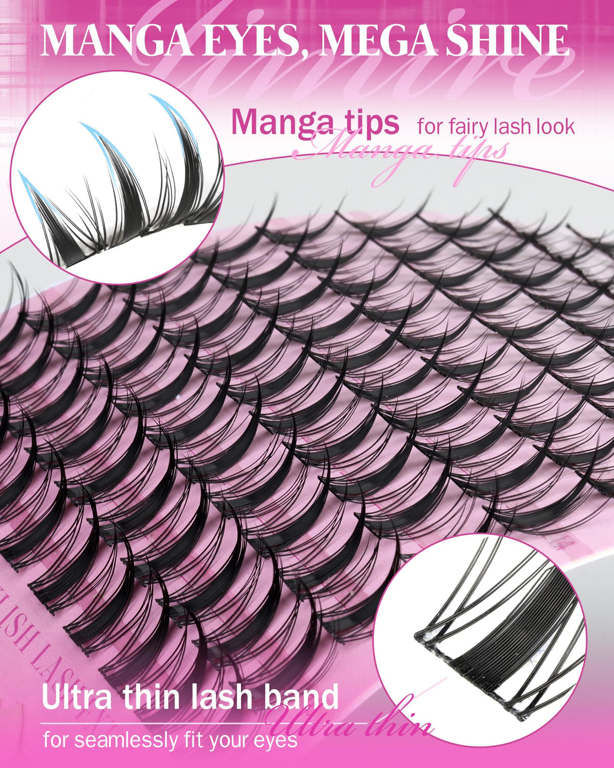 Manga Lash Clusters Natural Look Wispy Lashes Clusters Anime D-Curly Cluster Eyelash Extensions 110 Pcs 8-16MM Fairy Individual Cluster Lashes Wet-Look Lash Extensions JIMIRE