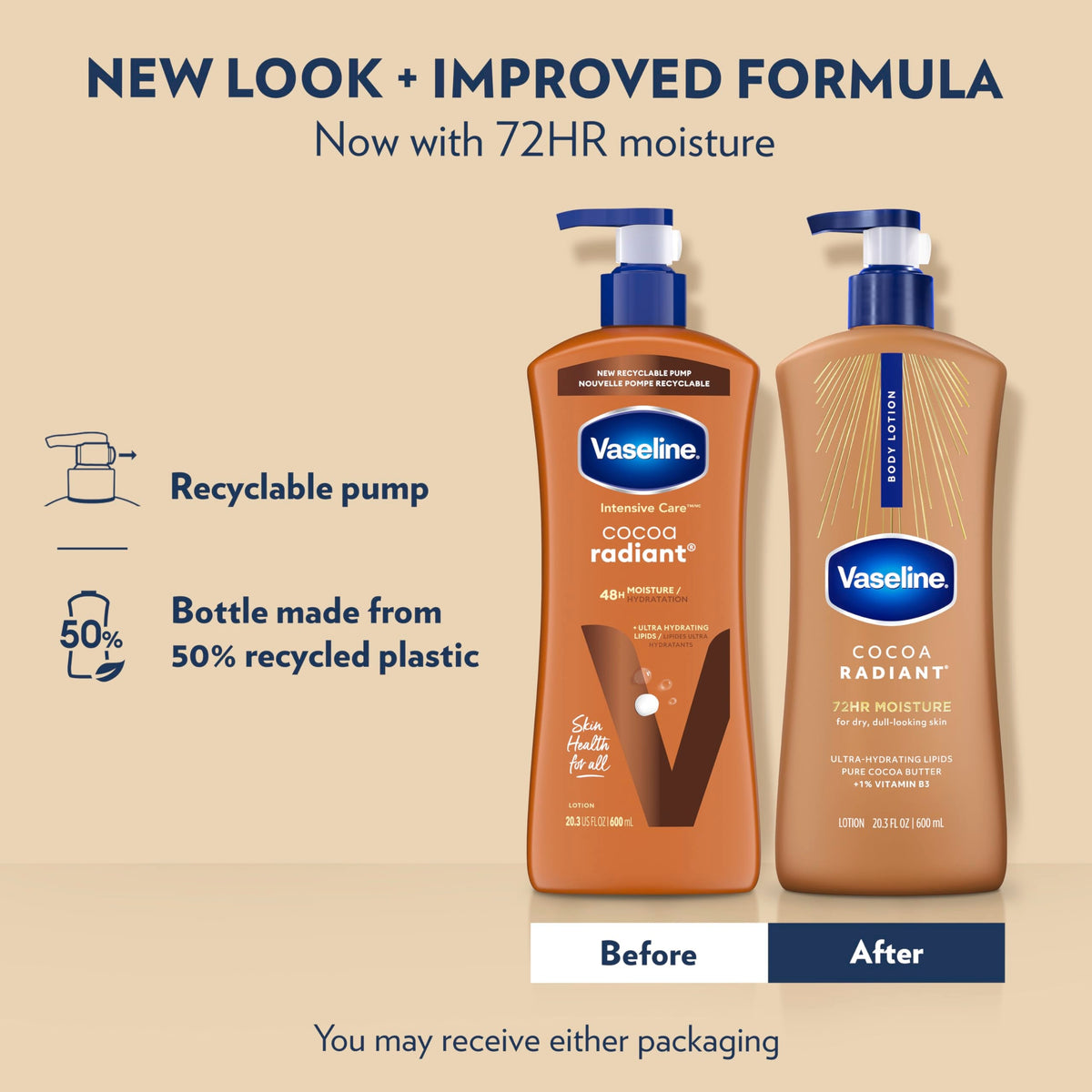 Vaseline Cocoa Radiant Body Lotion for Dry Skin + Cocoa Butter 20.3oz 3ct Vaseline