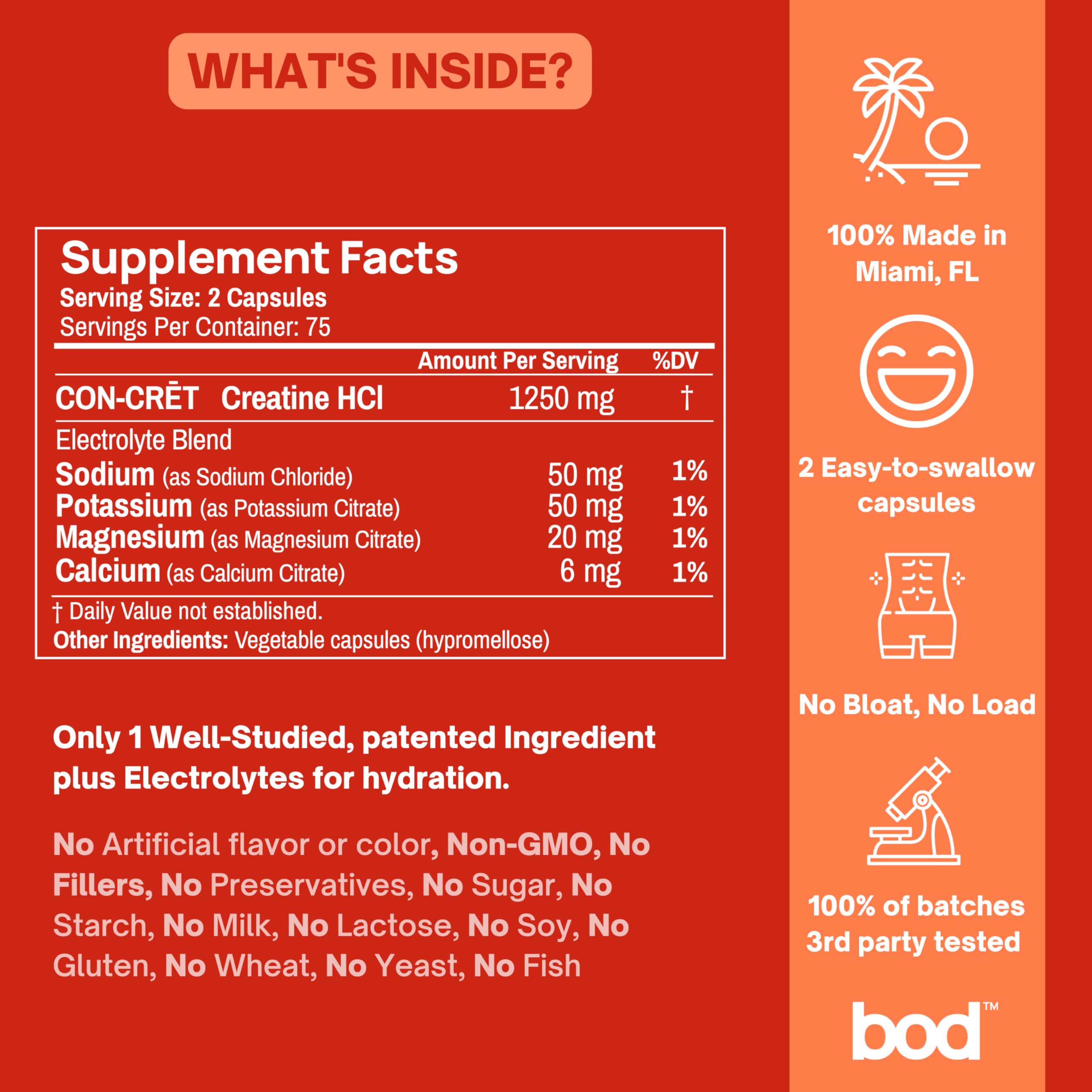 Bod Creatine HCL Capsules – 150 Pills | Creatine Hydrochloride Supplement for Men & Women | Easy-to-Swallow Alternative to Monohydrate Powder, Unflavored & Keto-Friendly Bod buy australia supplements