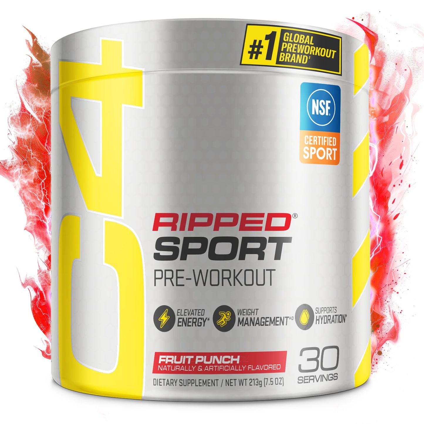 C4 Ripped Sport Pre Workout Powder Fruit Punch - NSF Certified for Sport + Zero Sugar Preworkout Energy Supplement for Men & Women - 135mg Caffeine C4