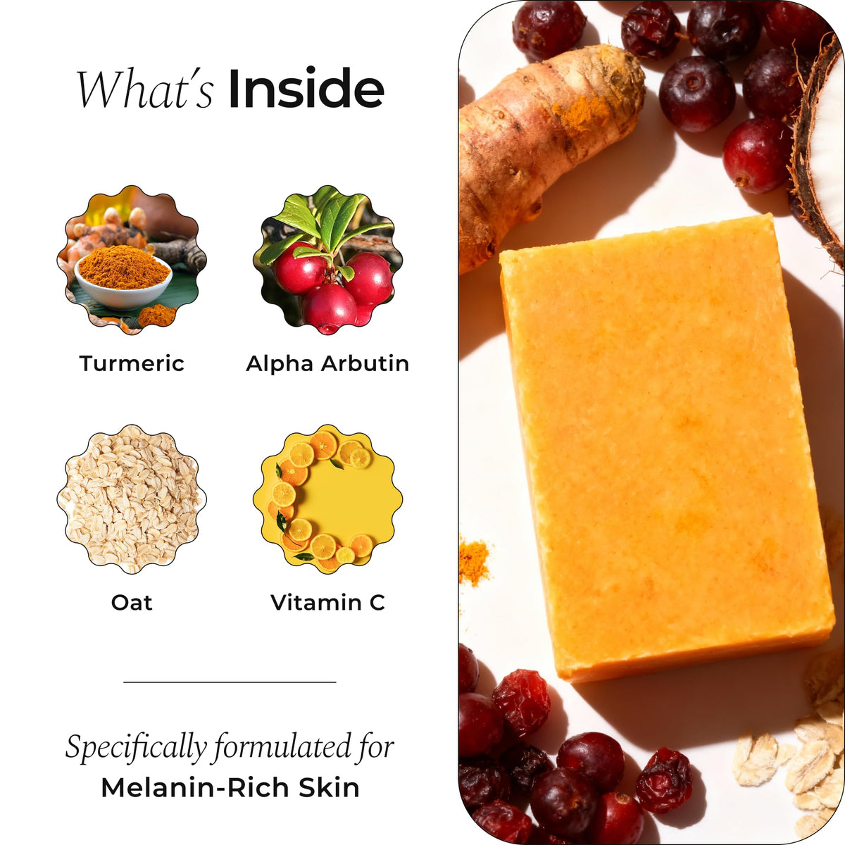 Glo Melanin Turmeric Brightening Soap with Vitamin C, Alpha Arbutin & Oats Glo Melanin