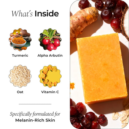 Glo Melanin Turmeric Brightening Soap with Vitamin C, Alpha Arbutin & Oats Glo Melanin