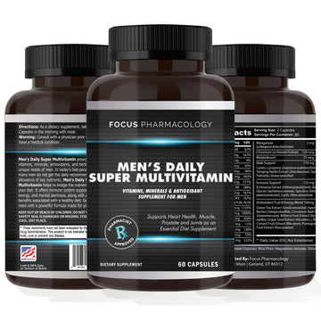 Focus Pharmacology Men's Daily Super Multi-Vitamin for Men - 60 Ct Blend of Vitamins, Minerals, Plus Herbs for Prostate Health and General Energy/Focus Focus Pharmacology buy australia supplements