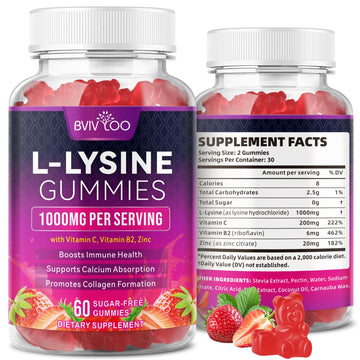 BVIVLOO L-Lysine 1000mg Gummies for Immune Support & Skin Health - High Potency Vegan Gummies, Sugar-Free, Natural Berry Flavor, Gluten-Free Chewable Supplement BVIVLOO buy australia supplements