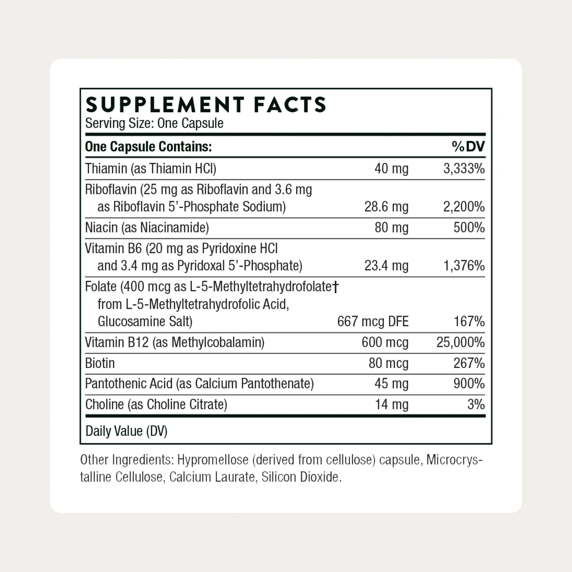 THORNE - B-Complex #12 - Vitamin B Complex with Choline Supplement - Supports Cellular Energy Production & a Healthy Nervous System* - Third-Party Certified THORNE